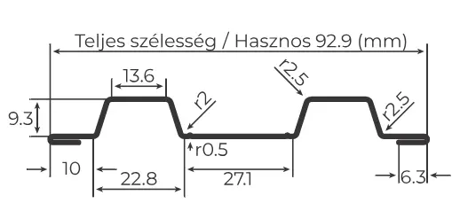 Oslo Kerítésléc metszeti rajz