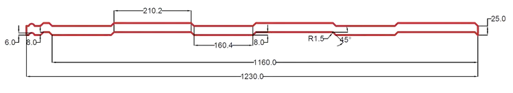 Hexa Cserepeslemez metszeti rajz