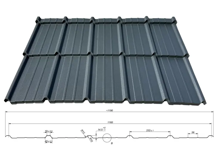Moderna Cserepeslemez metszeti rajz