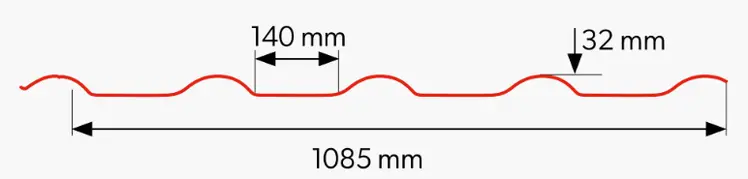 Omega Cserepeslemez metszeti rajz