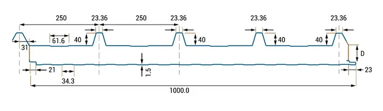 5 Bordás Ásványgyapotos Tetőpanel metszeti rajz