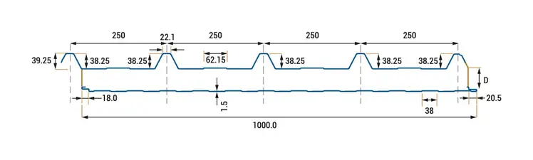 5 Bordás Tetőpanel metszeti rajz