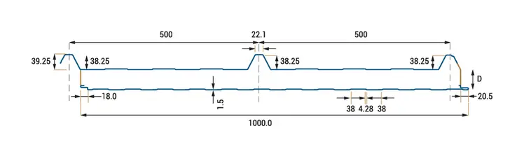 ISOSANO3 3 Bordás Tetőpanel metszeti rajz
