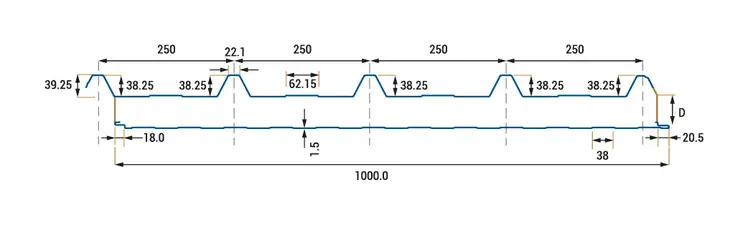 ISOSANO5 5 Bordás Tetőpanel metszeti rajz